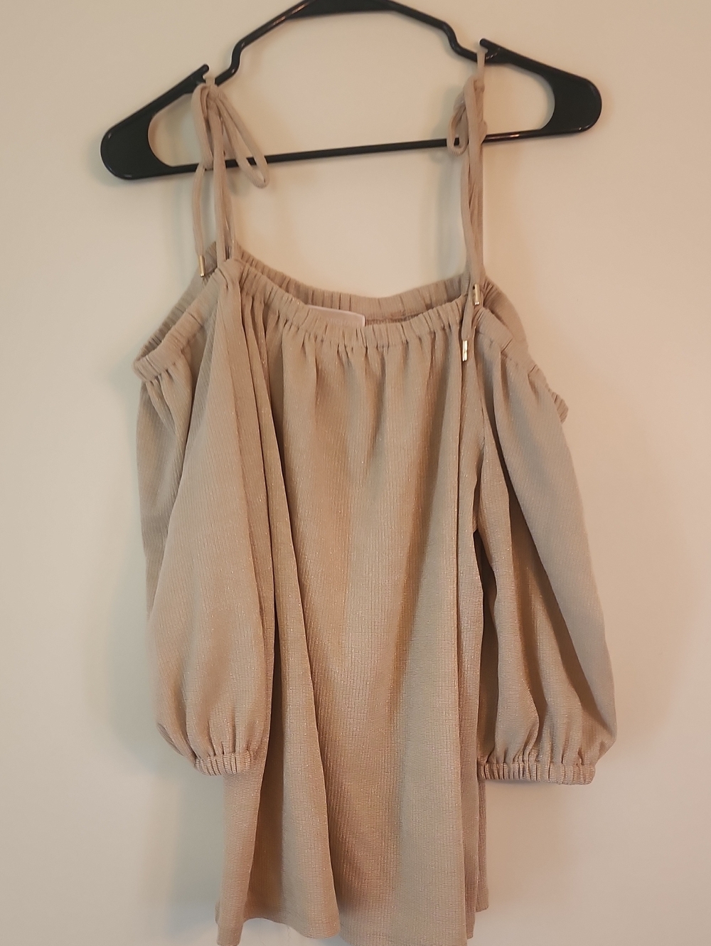 Michael Kors Beige Cold-Shoulder Tie-Shoulder Tunic